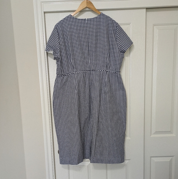 J. CREW Gingham Blue White Checkered Short sleeve Sheath Cotton Dress Size 22 - Picture 7 of 15